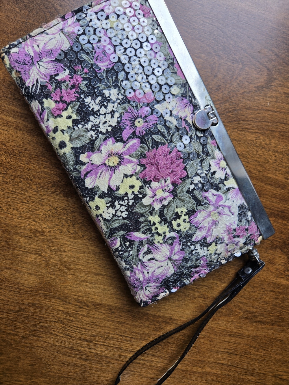 Vintage Floral Sequin Clutch Wallet Evening Bag